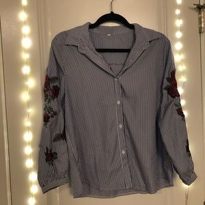 Striped blouse with Rose patches